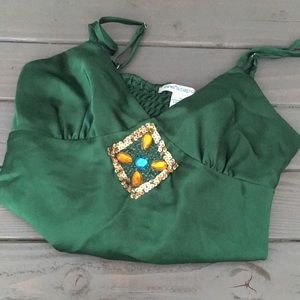 Emerald green embellished top